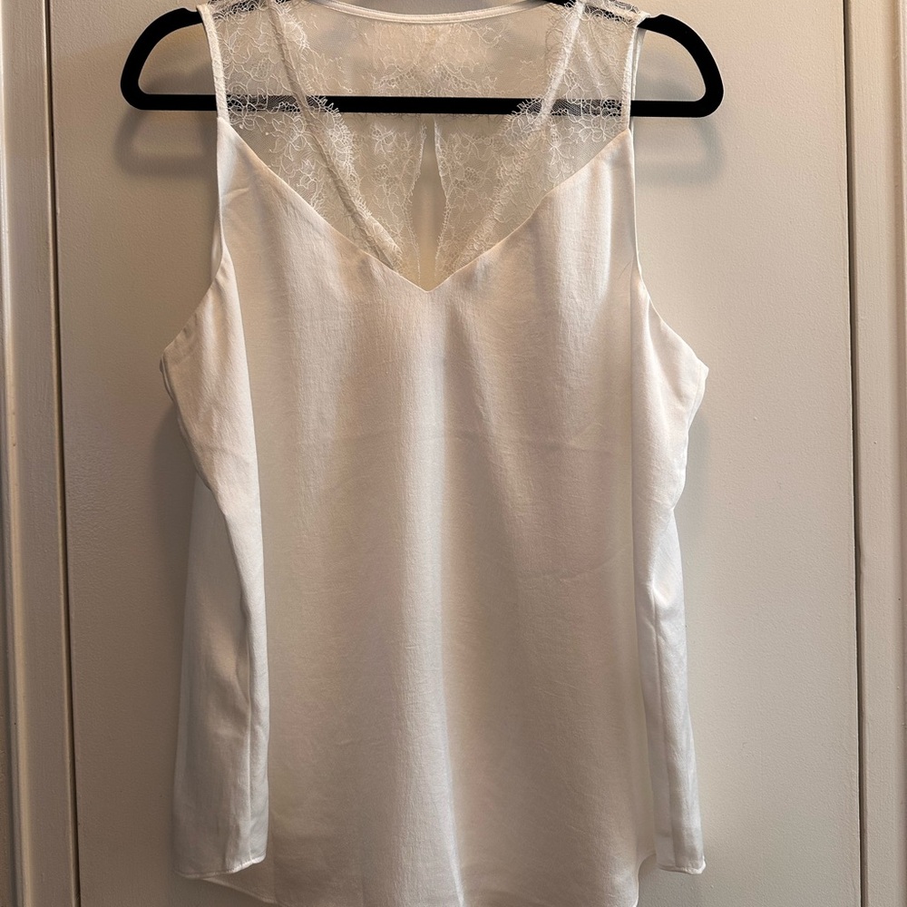 White Lace Trim Sleeveless Top